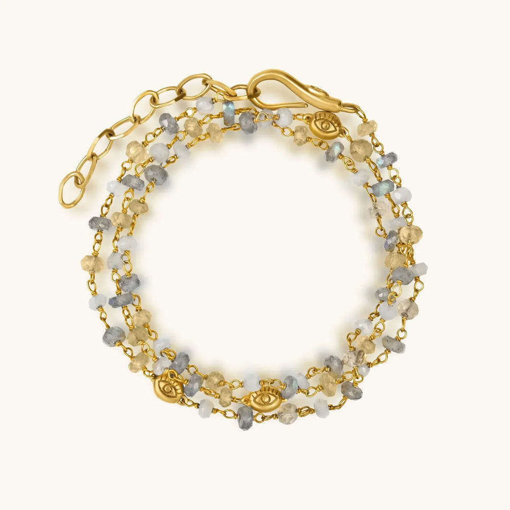 Divine Happiness - Citrine Labradorite Moonstone Wrap