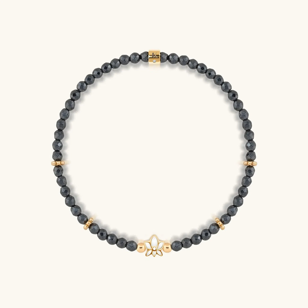 Graceful Resilience - Hematite Lotus Bracelet
