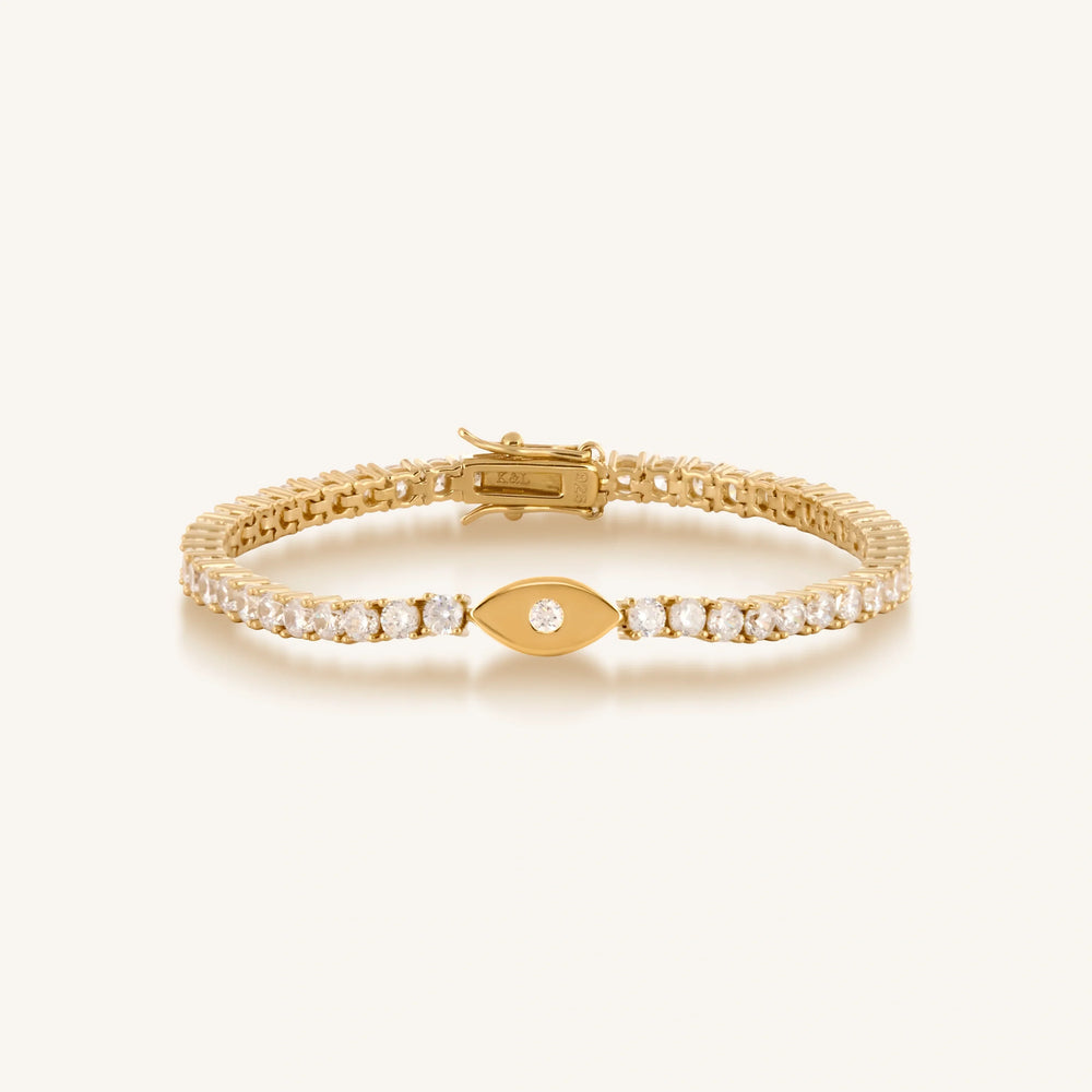 Sparkling Awareness Gold Plated Evil Eye Bracelet