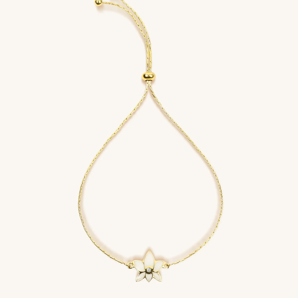 In Full Bloom Diamond Lotus Charm Bracelet
