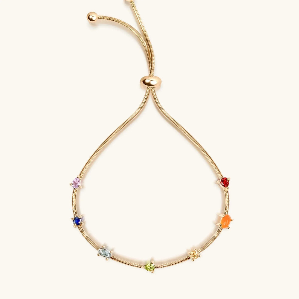 Careful Alignment - Gold Plated 7 Stones Chakra Bracelet