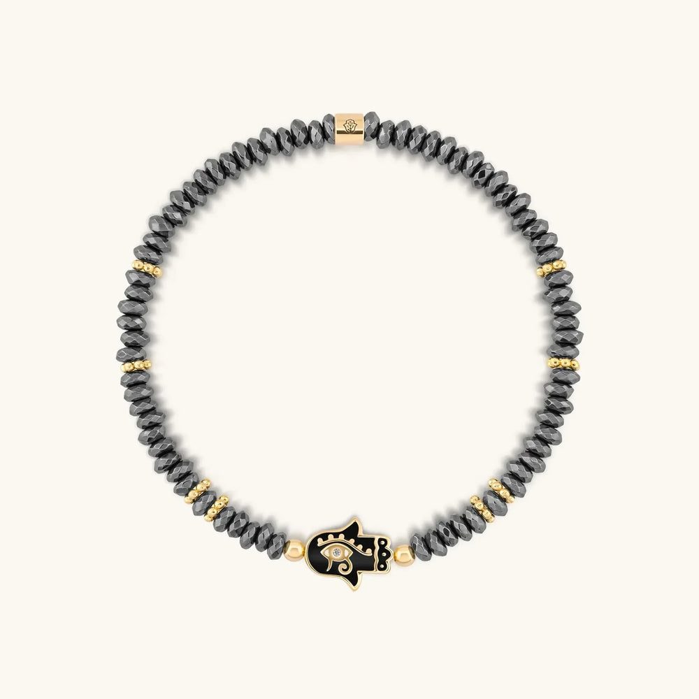 Intuitive Guardian - Eye of Horus Hamsa Hematite Bracelet