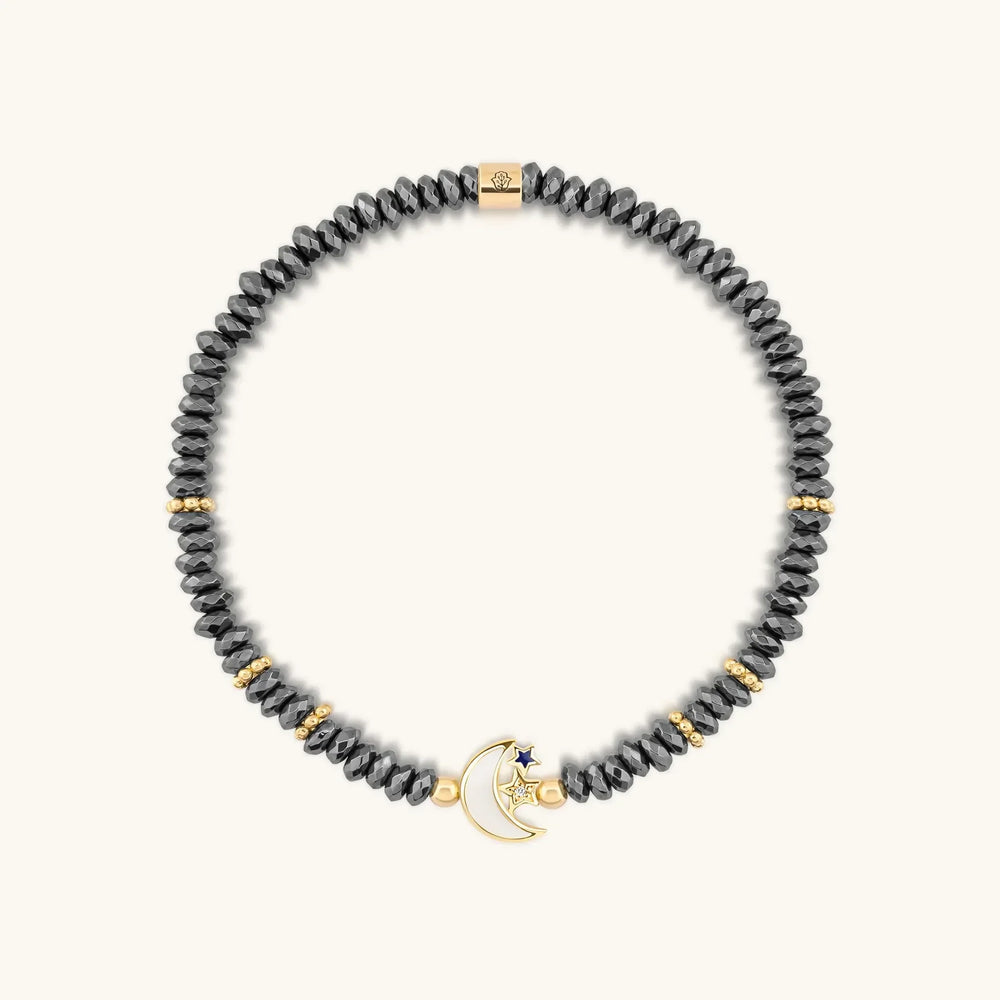 Lunar Sanctuary - Moon & Star Hematite Bracelet
