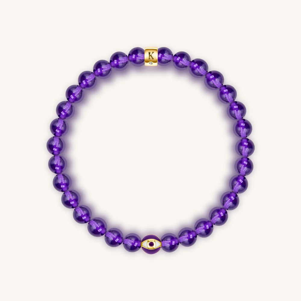 Calming Reflection - Amethyst February Birthstone Evil Eye Bracelet