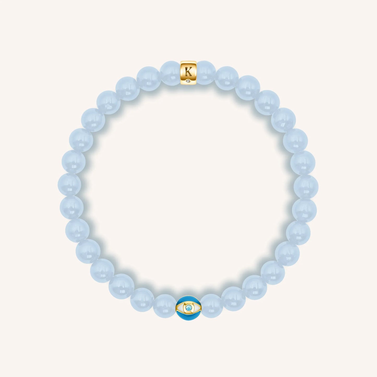 Soothing Rhythm - Aquamarine March Birthstone Evil Eye Bracelet