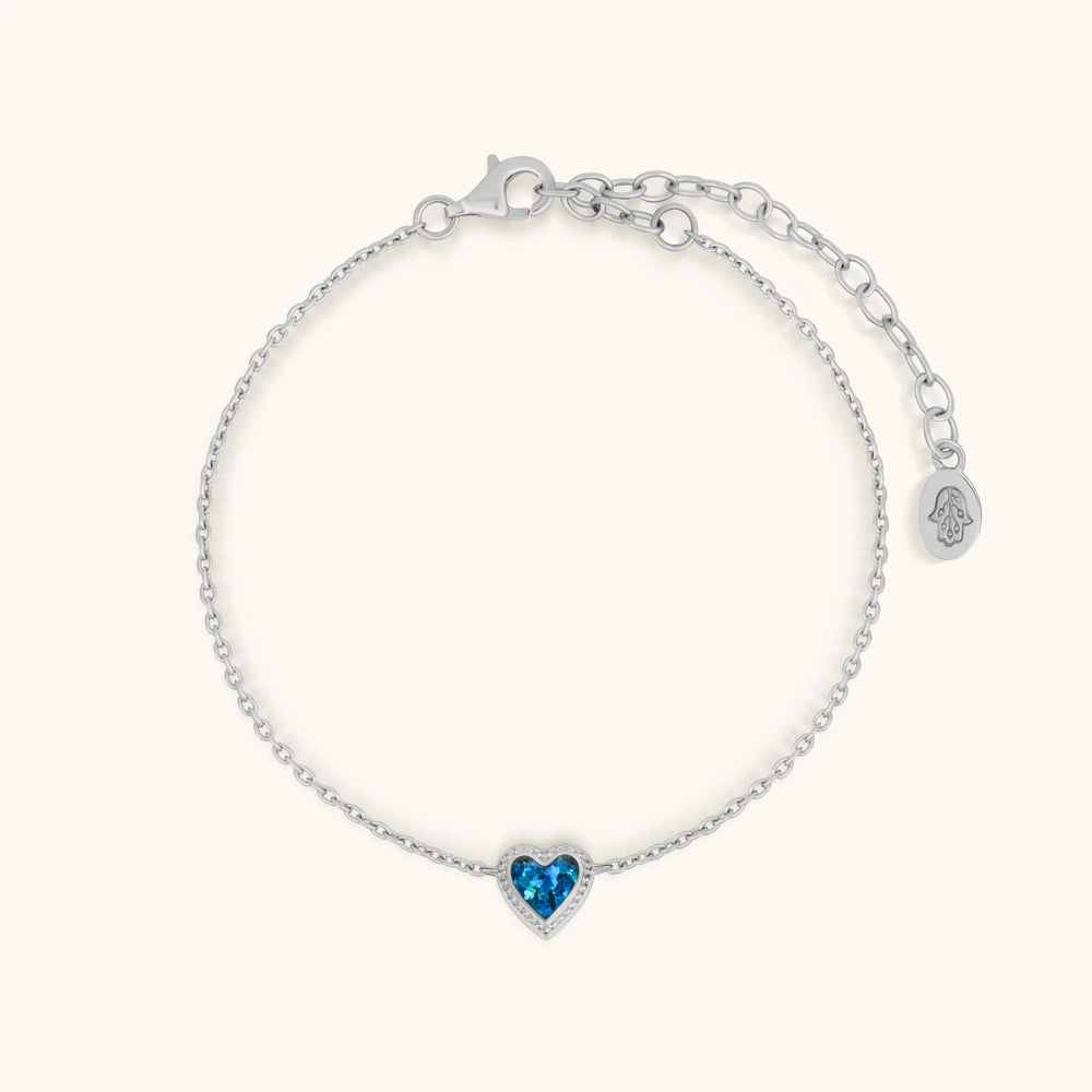 Ocean’s Wisdom Lab Blue Opal Heart Silver Bracelet
