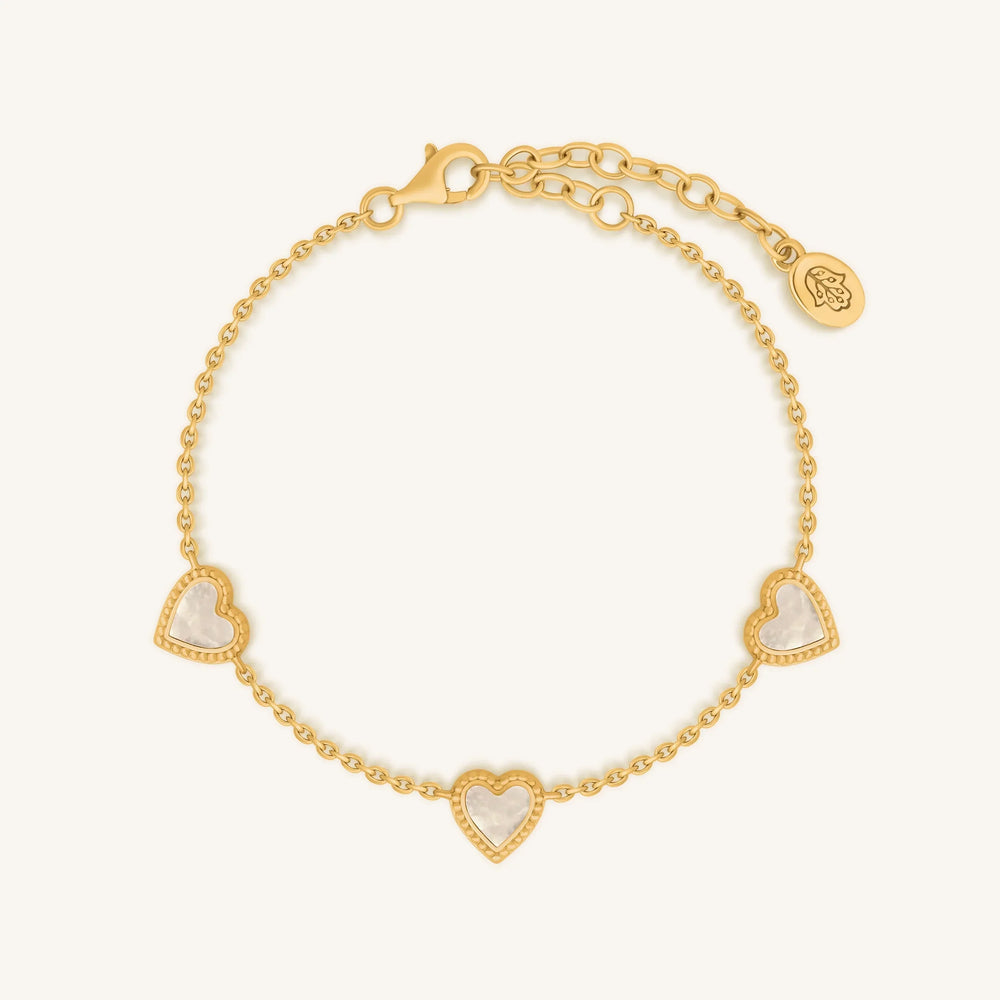 Heartfelt Gratitude Mother of Pearl Heart Gold Bracelet