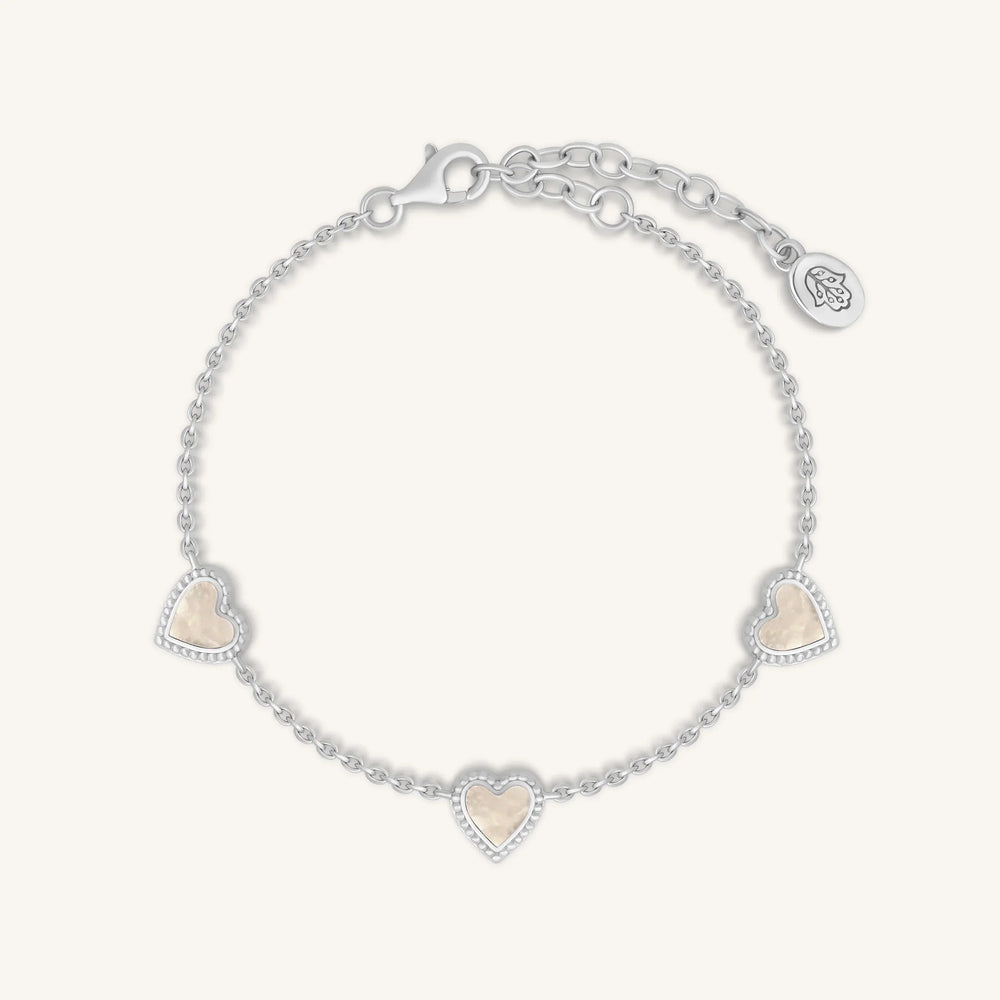 Joyful Connections Mother of Pearl Silver Heart Bracelet