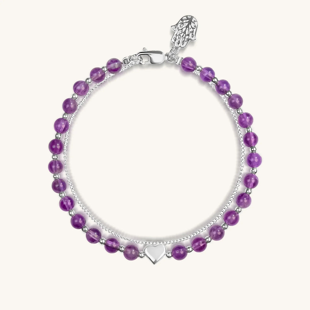 Soothing Love - Amethyst Heart Charm Bracelet