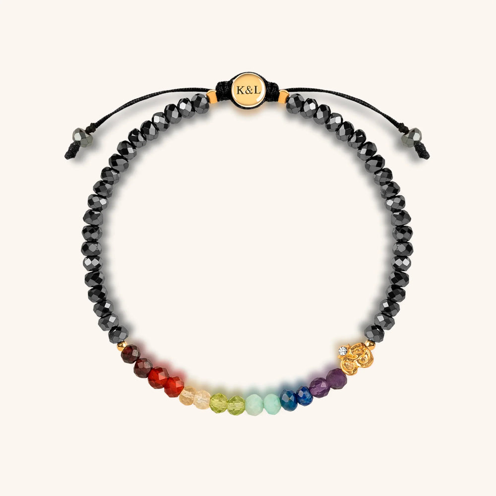 Grounded in Balance - Gold OM Hematite Chakra Bracelet