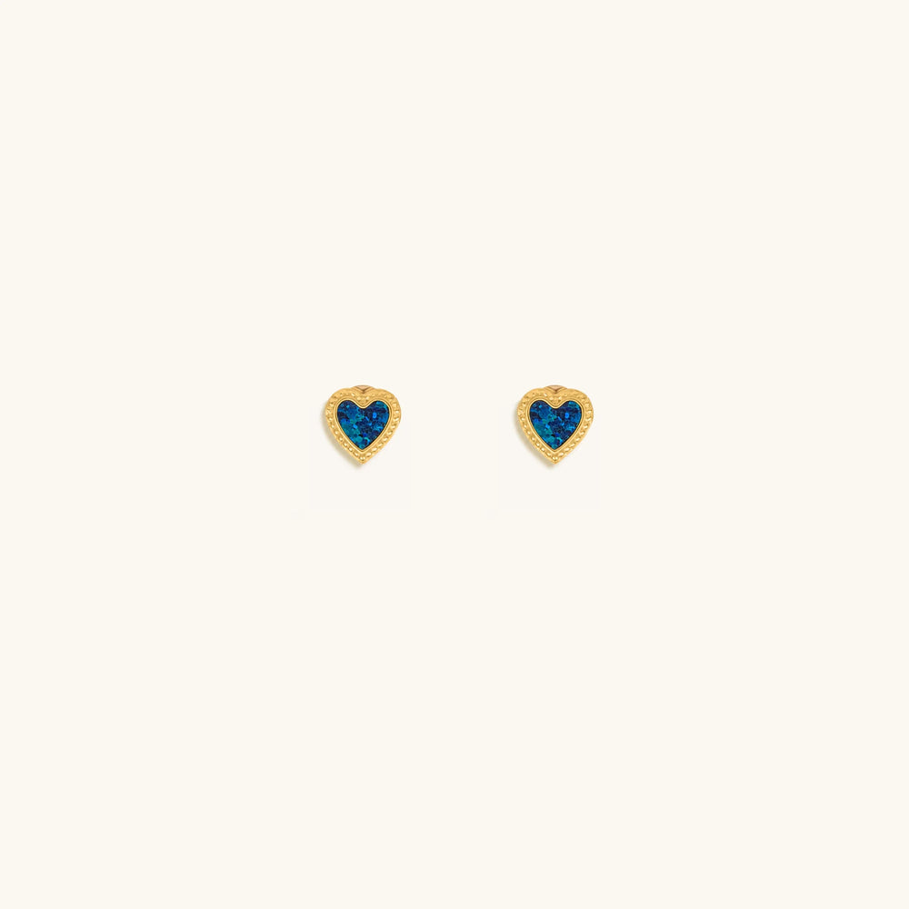 Loving Vibes Lab Blue Opal Heart Earrings