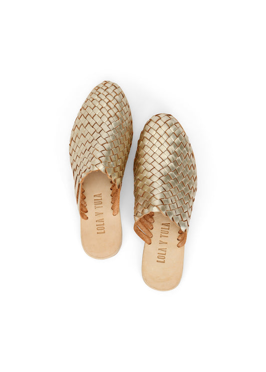 THE LUISA LEATHER SLIDES // GOLD