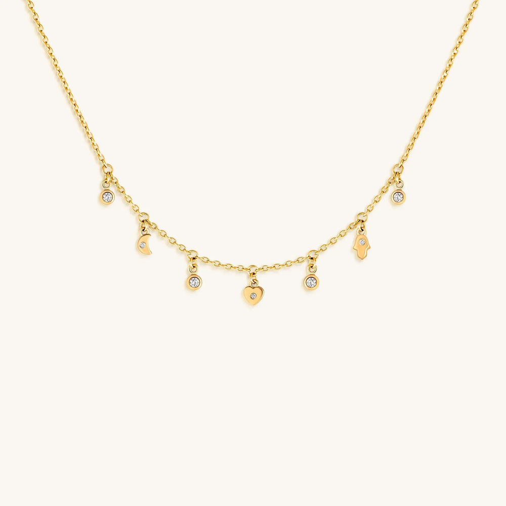 Graceful Abundance Gold Charm Necklace