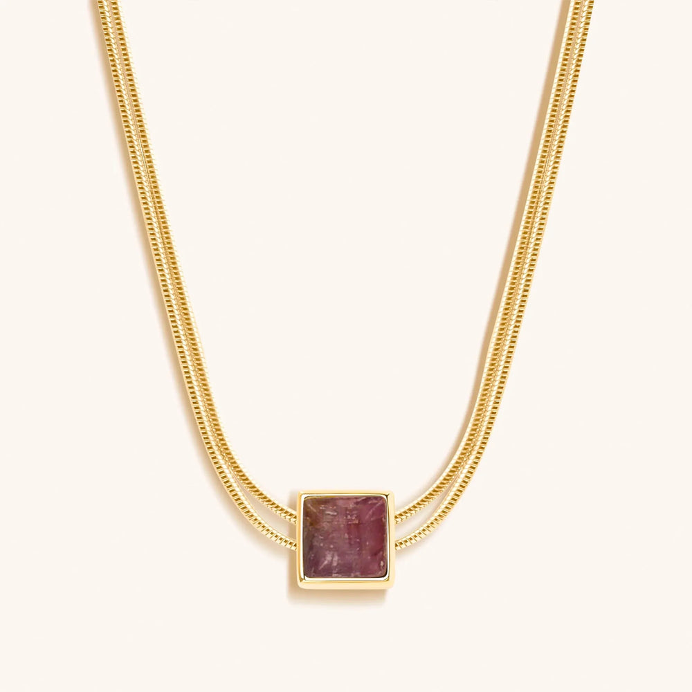 Charm & Harmonize - Pink Tourmaline Evil Eye October Birthstone Necklace