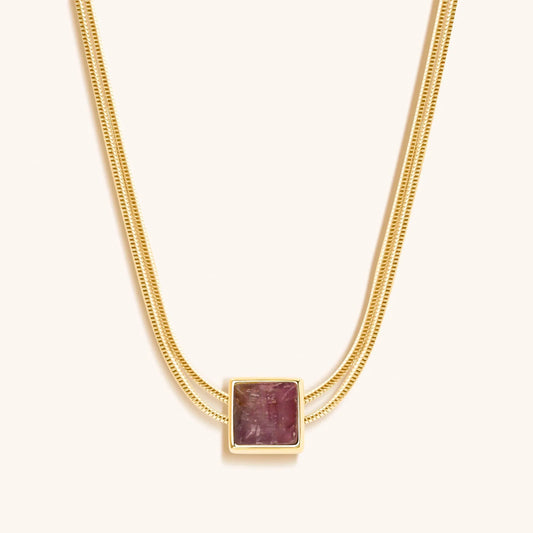 Charm & Harmonize - Pink Tourmaline Evil Eye October Birthstone Necklace