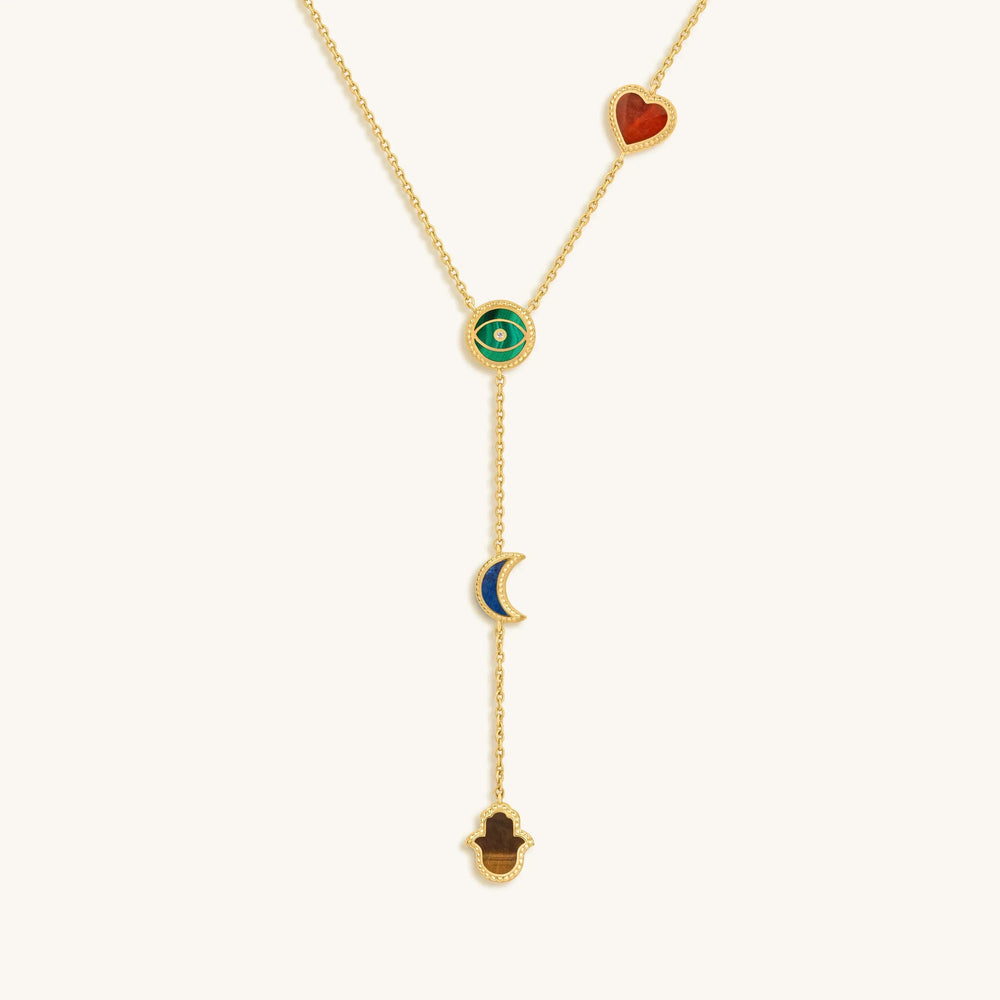 Celestial Wisdom Multi-Symbol & Multi-Gemstone Necklace