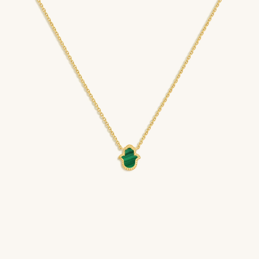 Honest & Bright Malachite Hamsa Gold Necklace