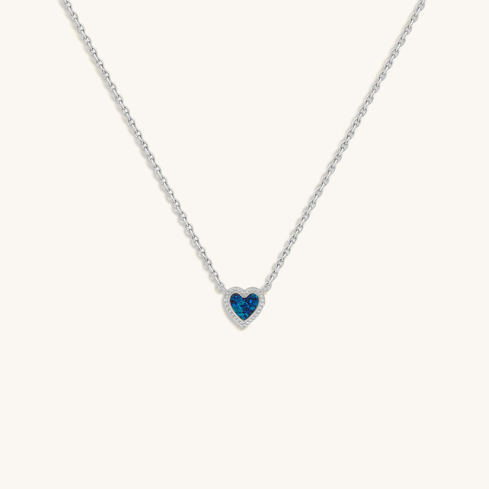 Calming Energy Lab Blue Opal Heart Silver Necklace