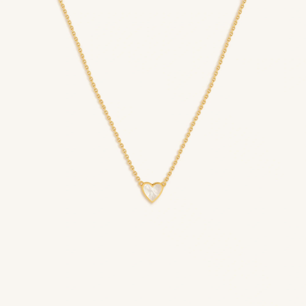 Heartfelt Abundance Mother of Pearl Heart Gold Necklace