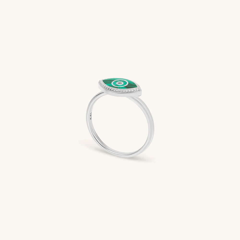 Clear Ambitions Malachite Evil Eye Ring