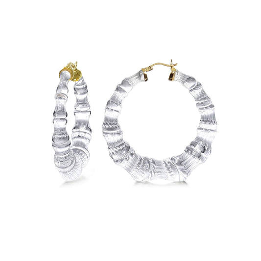 Clear Lucite Bamboo Hoop Earrings