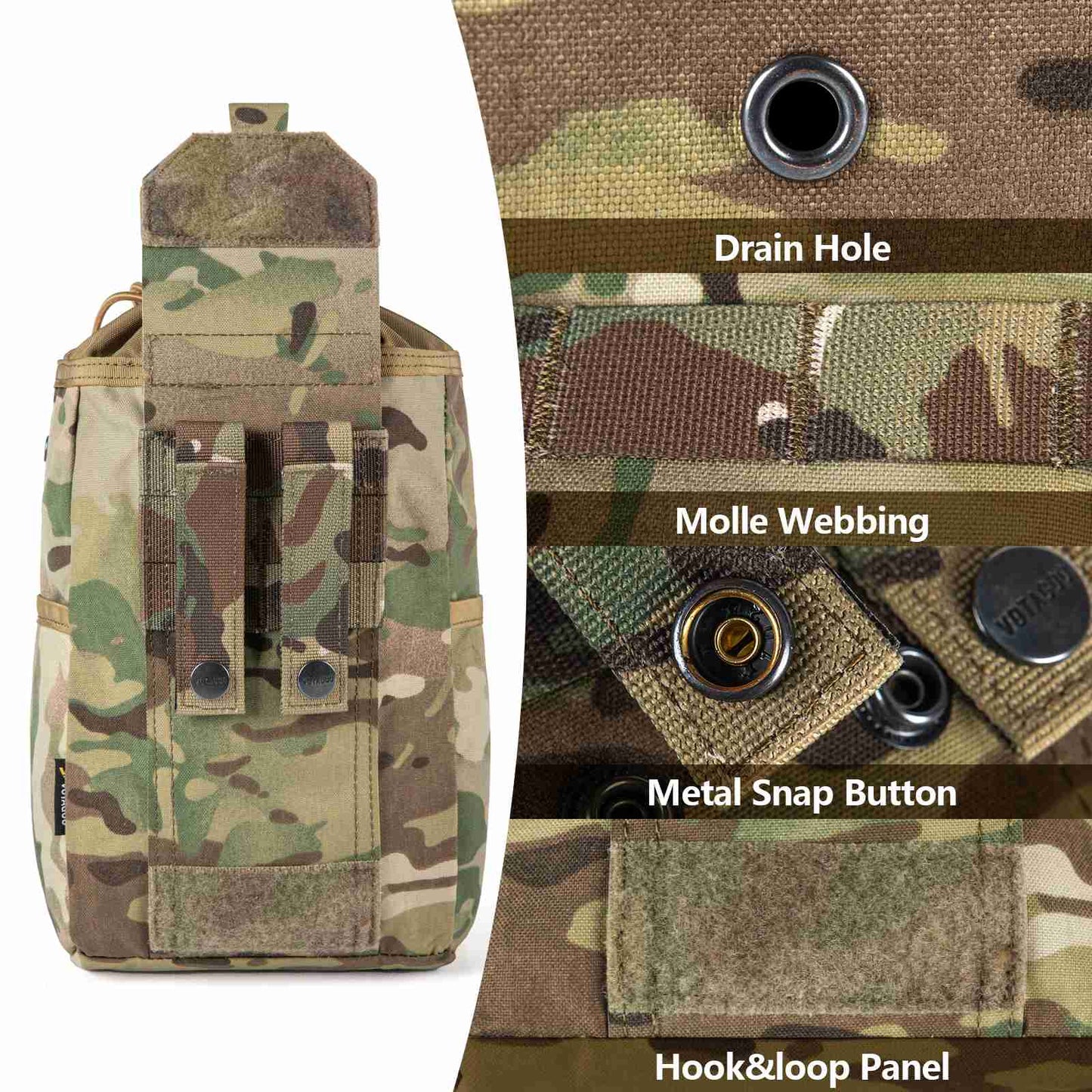 Tactical Dump Pouch Molle Storage Bag Tactical Waist Bag, Drawstring Folding Magazine Dump Bag