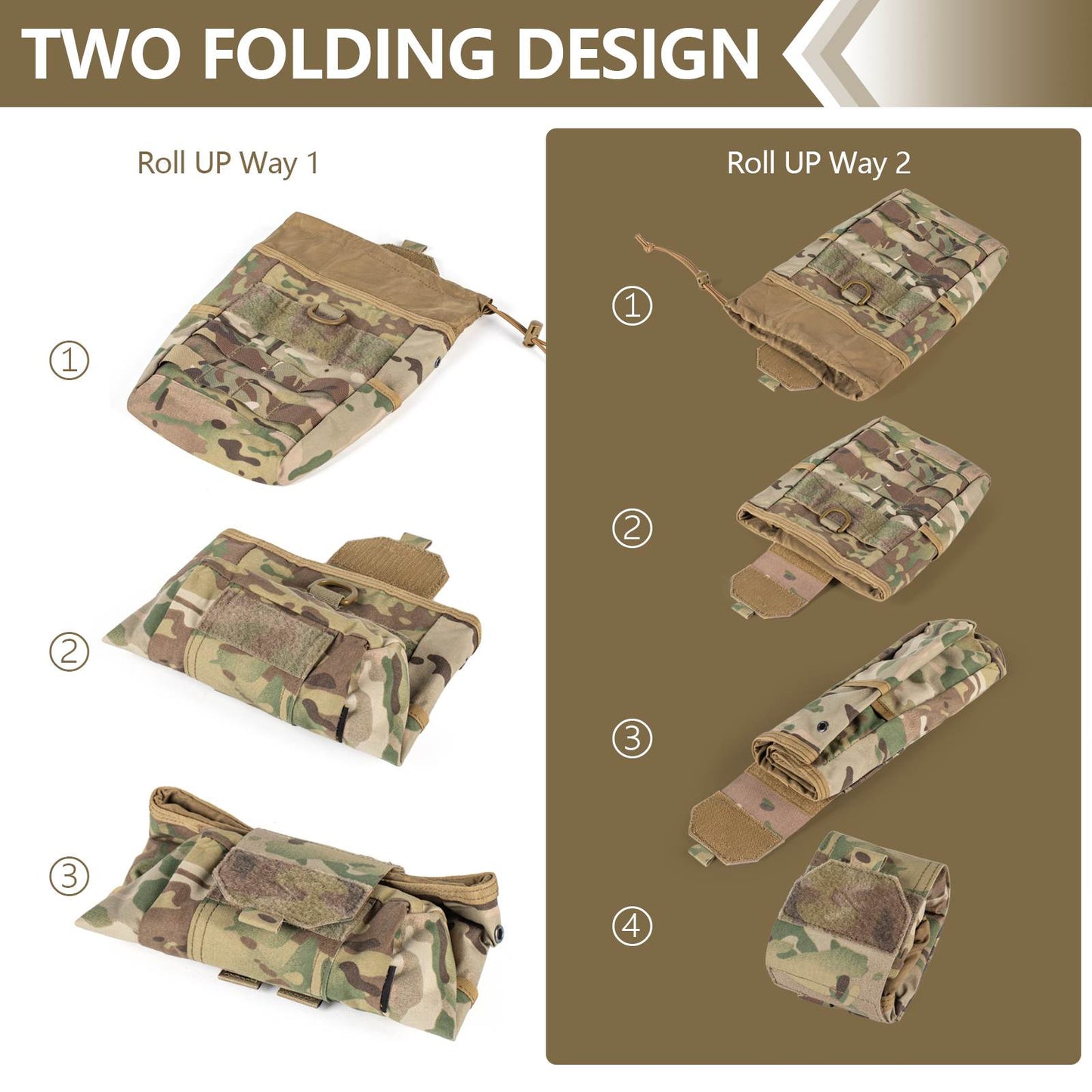 Tactical Dump Pouch Molle Storage Bag Tactical Waist Bag, Drawstring Folding Magazine Dump Bag