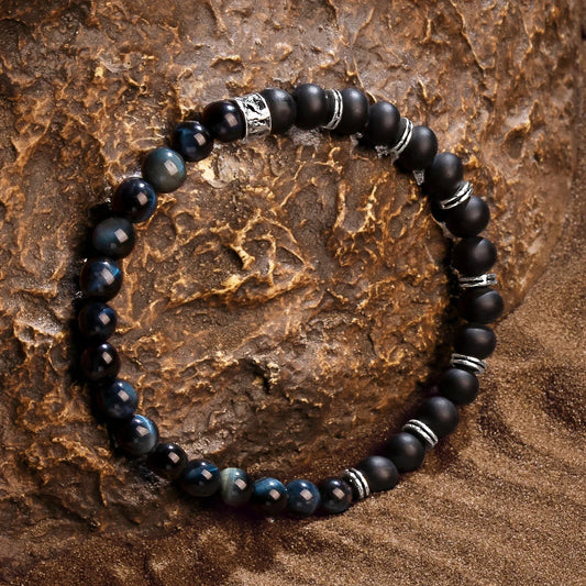 Balanced Perspective - Onyx Blue Tiger's Eye Bracelet