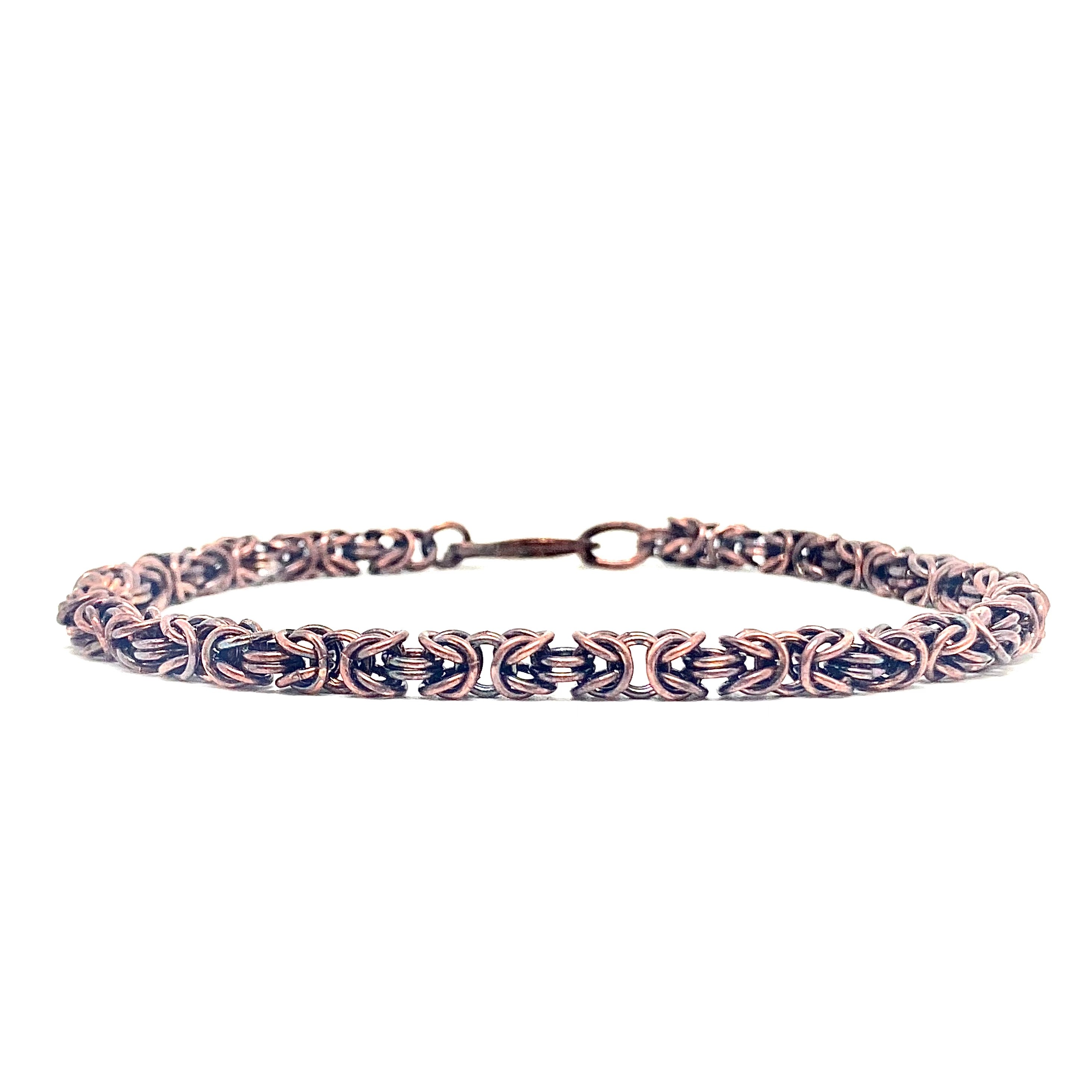 Delicate Byzantine Chainmaille Bracelet in Oxidized Copper