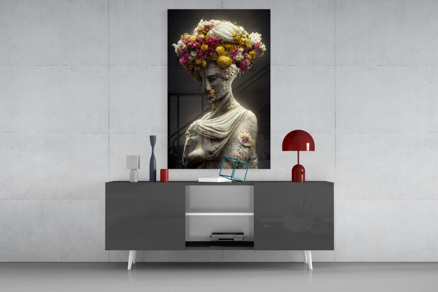 Abandoned Statue Glass Wall Art || Designer Collection