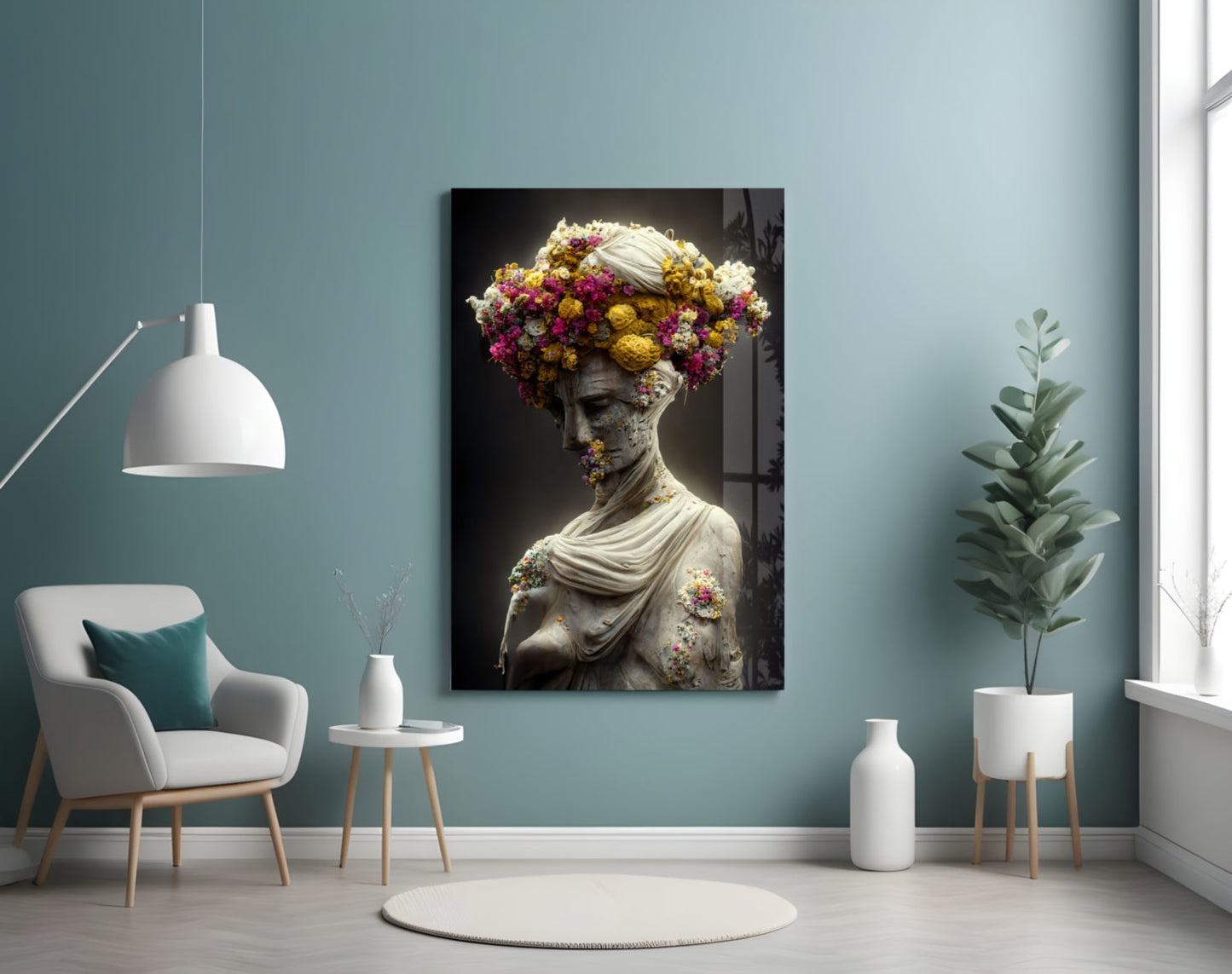 Abandoned Statue Glass Wall Art || Designer Collection