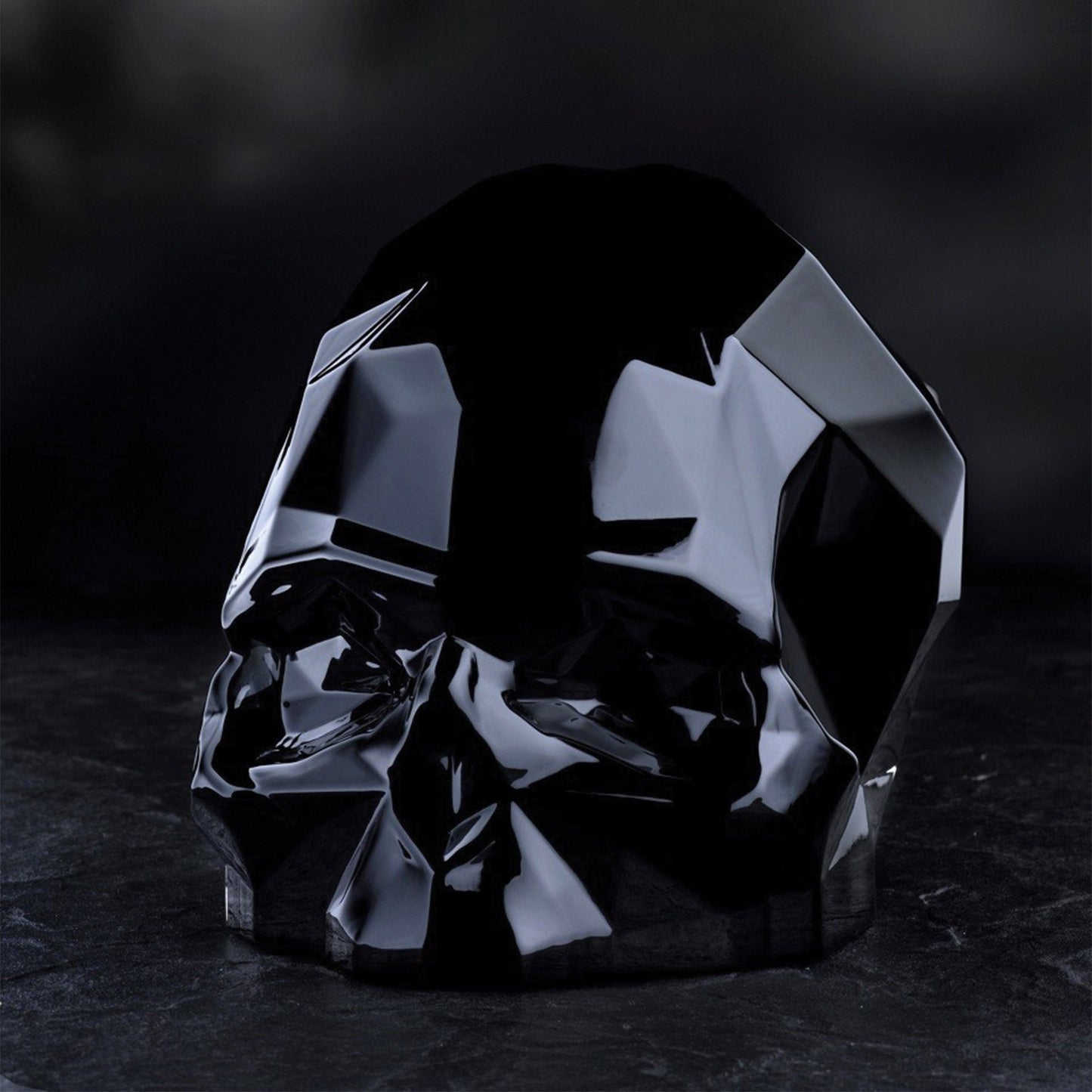 Memento Mori Faceted Skull Black Small