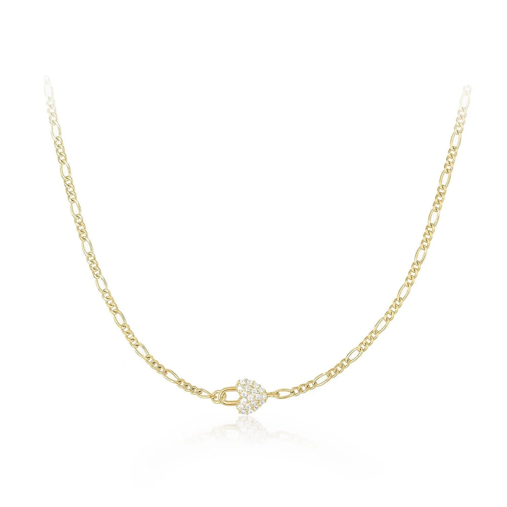 Micro CZ Horizontal Heart Pendant Necklace