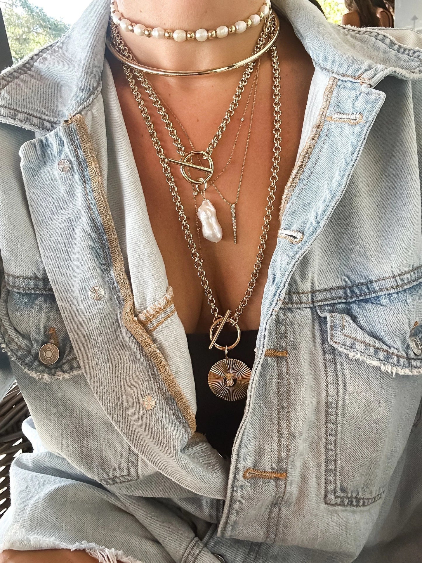 Micro Royal Toggle & Ocean Pendant Necklace