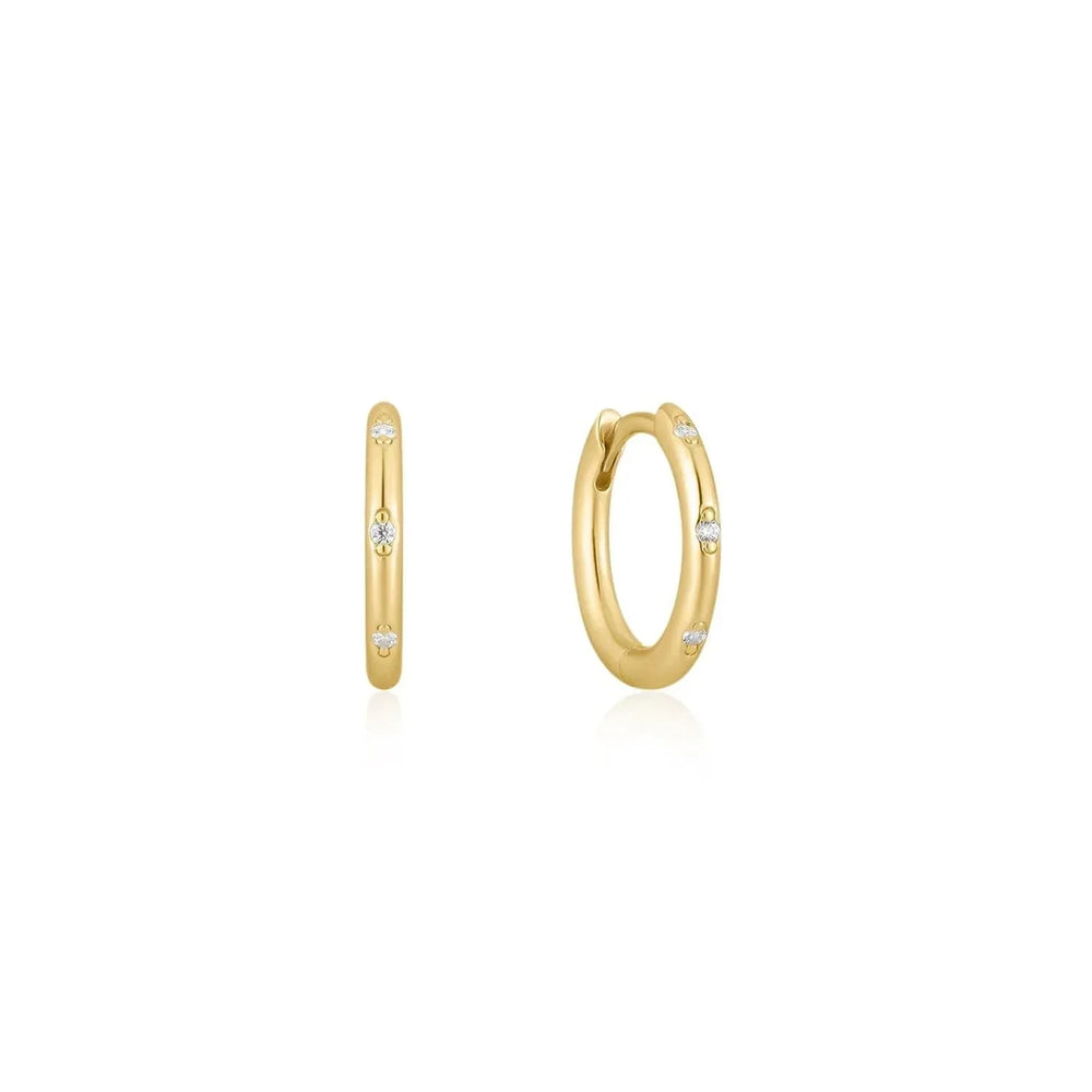 Thin CZ Studded Huggie Hoops
