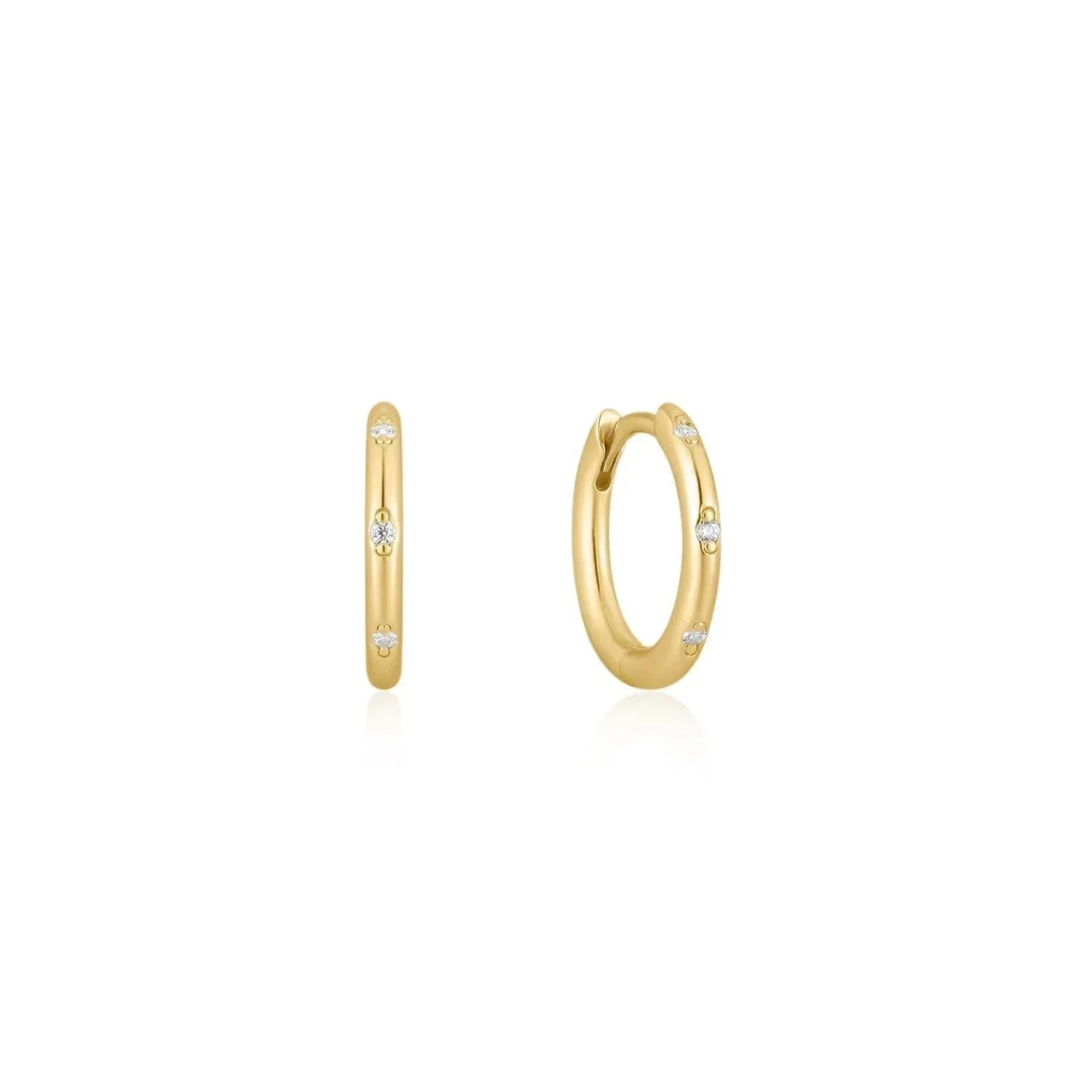 Thin CZ Studded Huggie Hoops