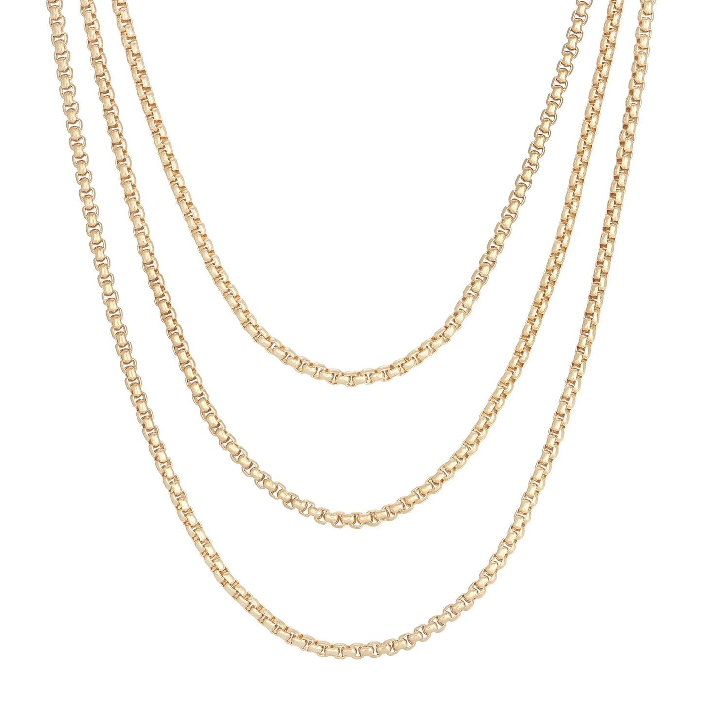 Triple Layer Thin Luciana Box Chain Necklace