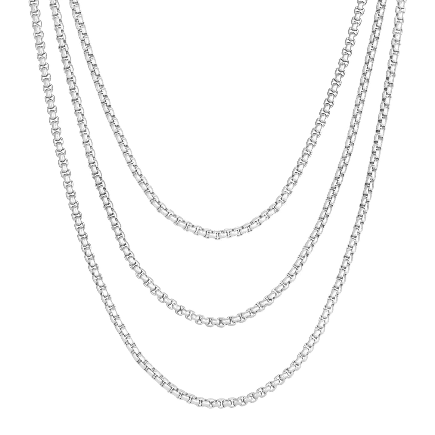 Triple Layer Thin Luciana Box Chain Necklace