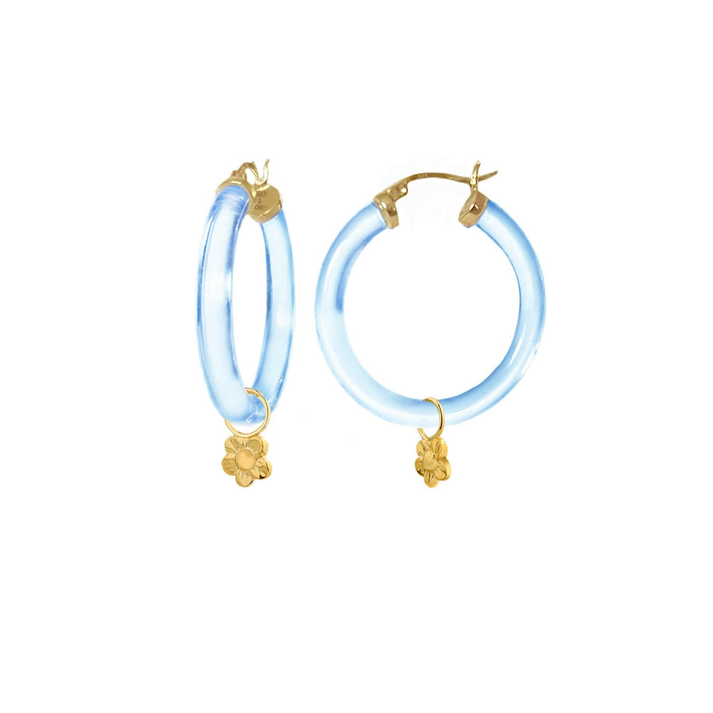 Flower Charm Lucite Hoop Earrings