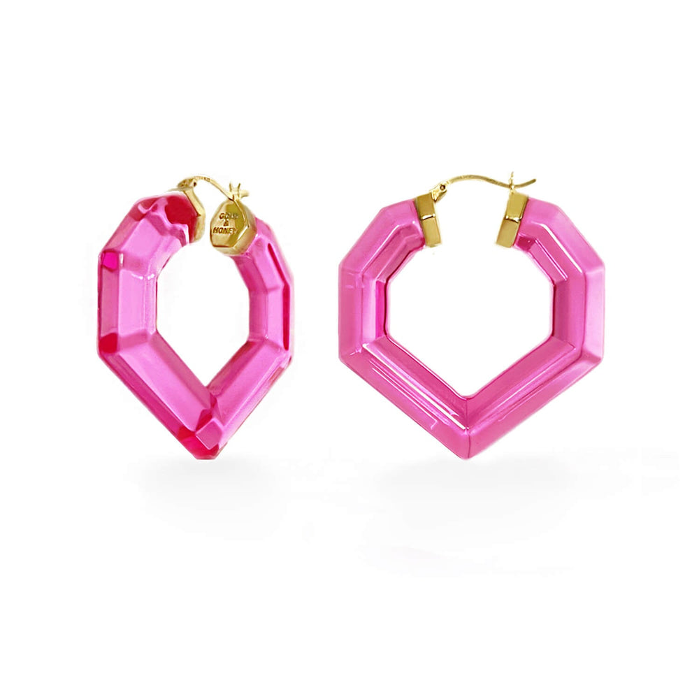 Heart Gem Lucite Hoop Earrings