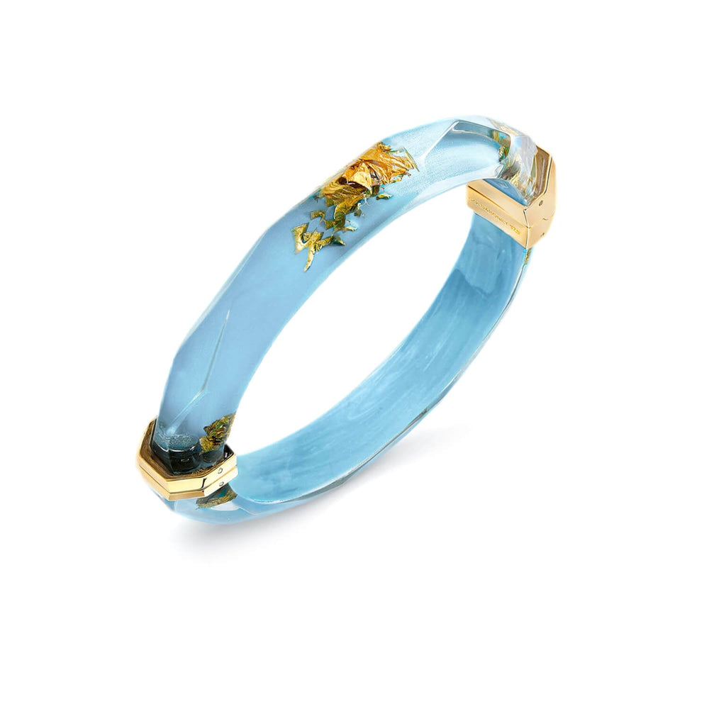 Gold Leaf Thin Faceted Lucite Bangles