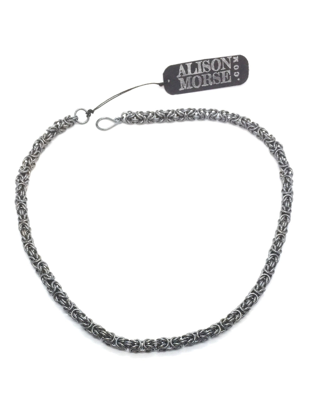 Byzantine Chainmaille Necklace in Oxidized Sterling Silver