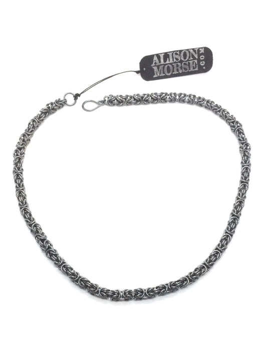 Byzantine Chainmaille Necklace in Oxidized Sterling Silver