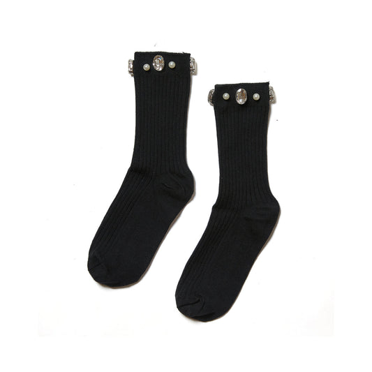Crystal Ribbed Crew Socks