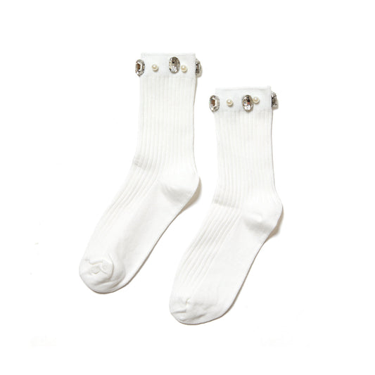 Crystal Ribbed Crew Socks