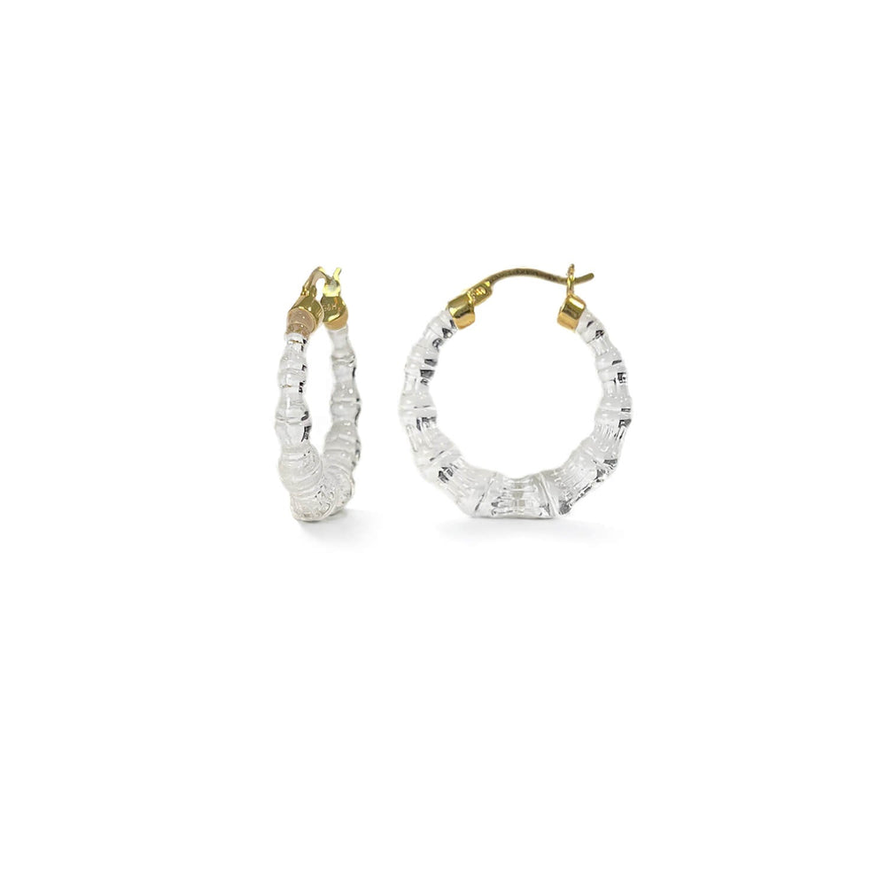 Mini Clear Lucite Bamboo Hoop Earrings