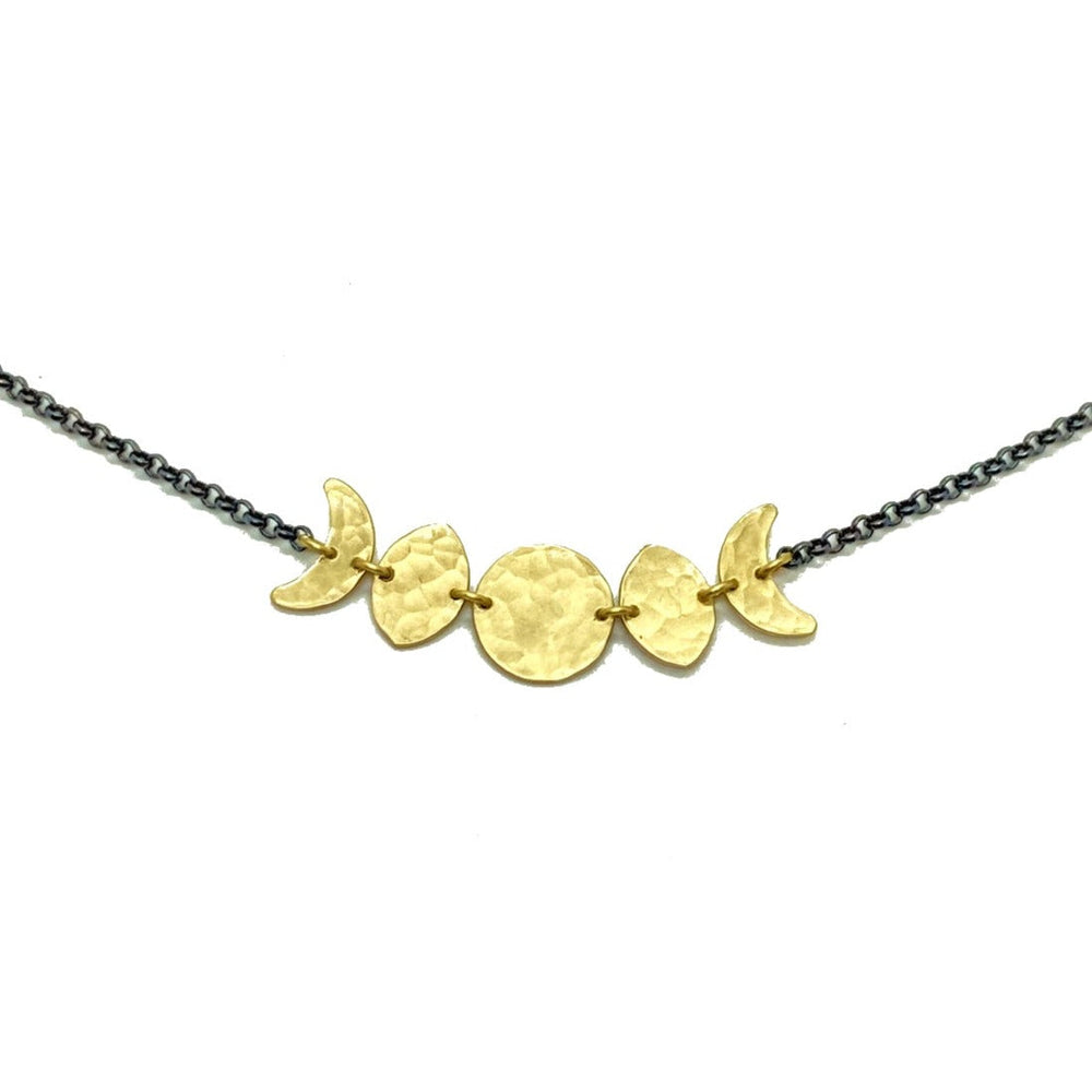 Moon Phase Necklace in Oxidized Sterling Silver and Brass
