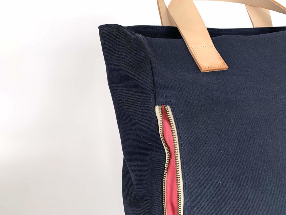 Navy Waxed Canvas Tote Bag - The Social Butterfly