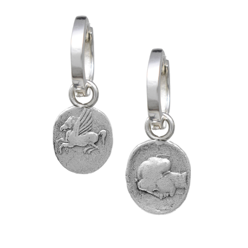 Reversible Ancient Coin Earrings  - Pegasus and Aphrodite