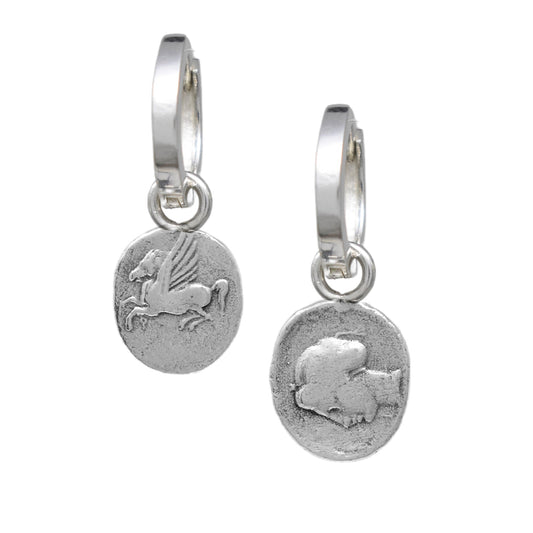Reversible Ancient Coin Earrings  - Pegasus and Aphrodite